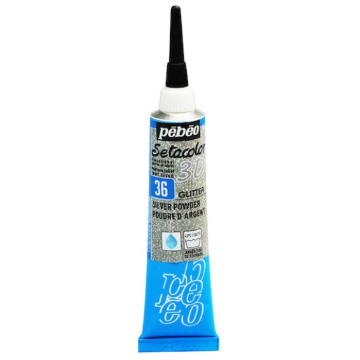 Pebeo　セタカラー3Dグリッター　20ml　NO.36　シルバーパウダー