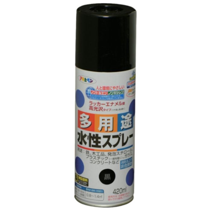 アサヒペン　水性多用途スプレー　420ML　黒