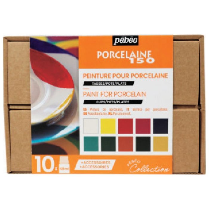 Pebeo　ポーセレン150　アトリエコレクション　10色x45ml+アクセサリー