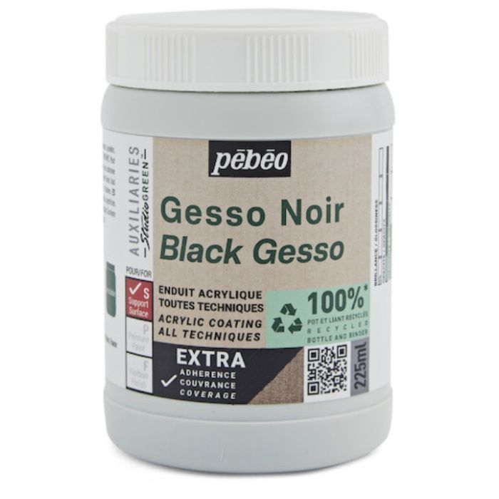Pebeo　スチューディオ　グリーン　アクリリック　ブラックジェッソ　225ml