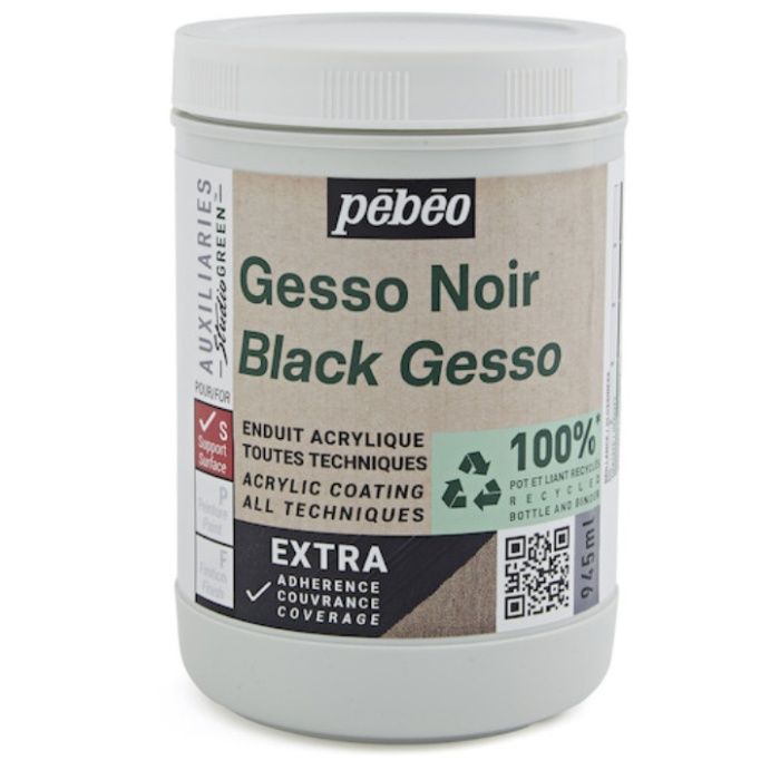Pebeo　スチューディオ　グリーン　アクリリック　ブラックジェッソ　945ml