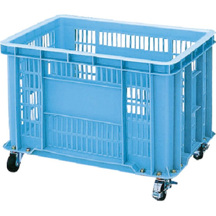 積水 BS型メッシュコンテナ BS-100キャスター付自在4ケ内2ケストッパ 青(Tcode:4605993)