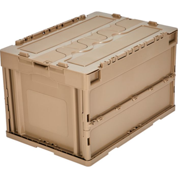 TRUSCO オリコン 蓋つき折りたたみコンテナ 50L コヨーテ(Tcode:2578175)