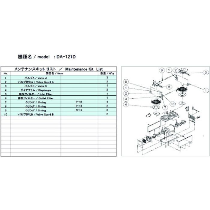 ULVAC 真空ポンプ用メンテナンスキッド DA-121D用(Tcode:1486868)