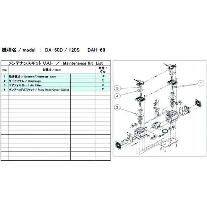 ULVAC 真空ポンプ用メンテナンスキッド DA-60D/120S/DAH-60用(Tcode:1486866)