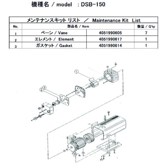 ULVAC 真空ポンプ用メンテナンスキッド DSB-150用(Tcode:1487149)