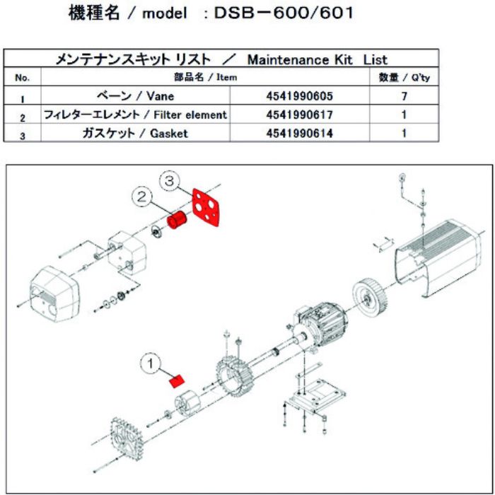 ULVAC 真空ポンプ用メンテナンスキッド DSB-600/601用(Tcode:1487158)
