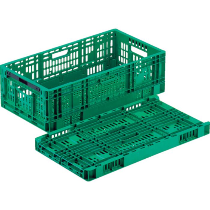 リス 折りたたみコンテナ 507972 RSコンテナーRS-MM37S(薄型折りたたみコンテナーワンタッチ) 緑(Tcode:8362411)