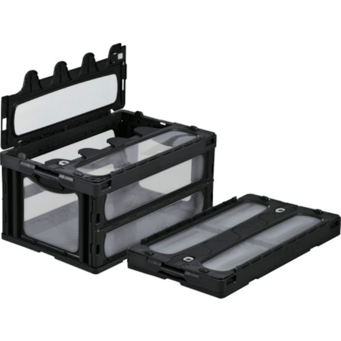 サンコー フタ一体型折りたたみコンテナー 559060 マドコンC-75Bブラック(Tcode:4322851)