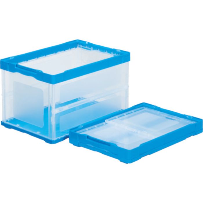 サンコー 折りたたみコンテナー 558970 オリコンF51B 透明ブルー(Tcode:8188796)