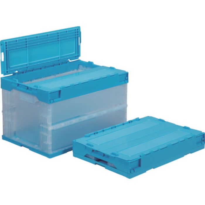 サンコー フタ一体型折りたたみコンテナー 559860 サンクレットオリコンL51B-L透明ライトブルー(Tcode:1155325)