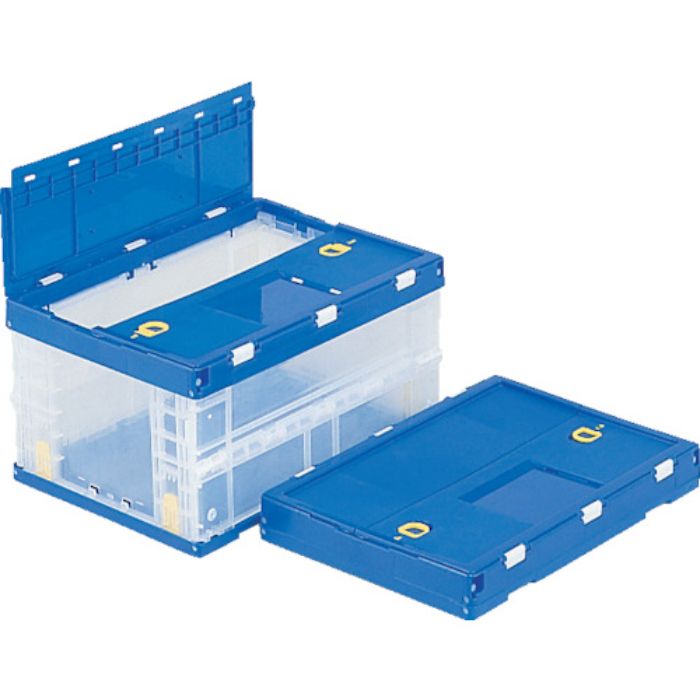 サンコー フタ一体型折りたたみコンテナー 551460 サンクレットオリコンP22B透明青(Tcode:3425339)