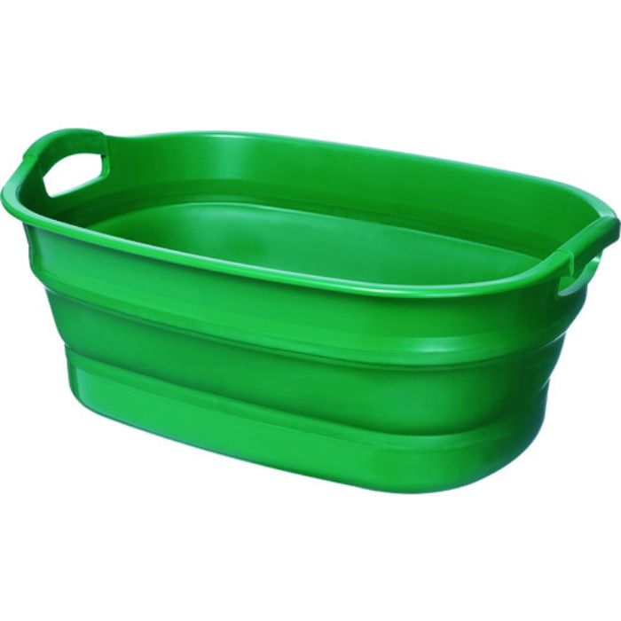 TRUSCO 折りたたみタライ 水抜栓付 グリーン 23L(Tcode:1148480)