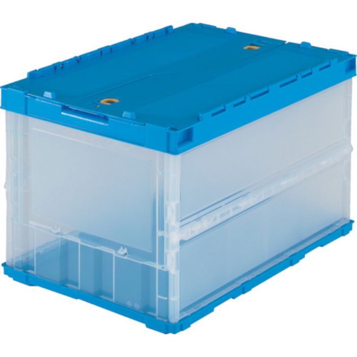 TRUSCO オリコン 薄型折りたたみコンテナ 50L ロックフタ付 半透明 透明(Tcode:2997631)