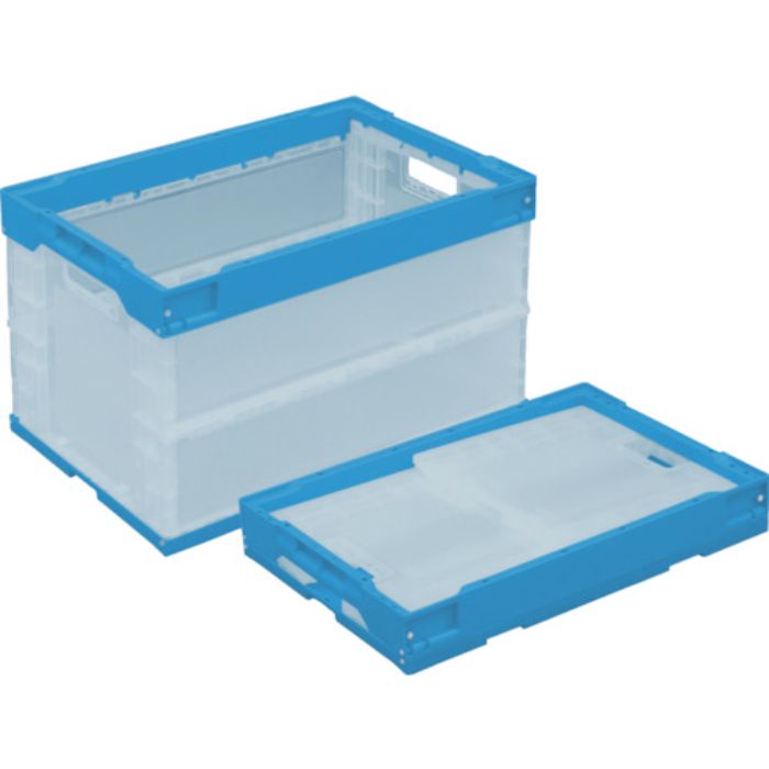 TRUSCO オリコン α折りたたみコンテナ 50L 透明ブルー(Tcode:3677769)