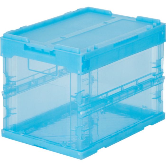 TRUSCO オリコン α折りたたみコンテナ スケルコン 20L(蓋付) 透明ブルー 青(Tcode:3746224)