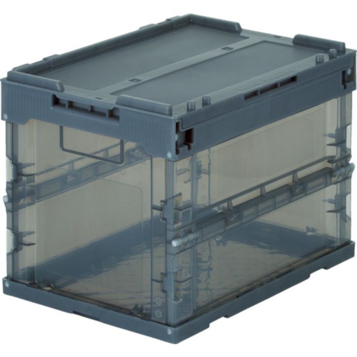 TRUSCO オリコン α折りたたみコンテナ スケルコン 20L(蓋付) 透明ブラック 黒(Tcode:3746232)