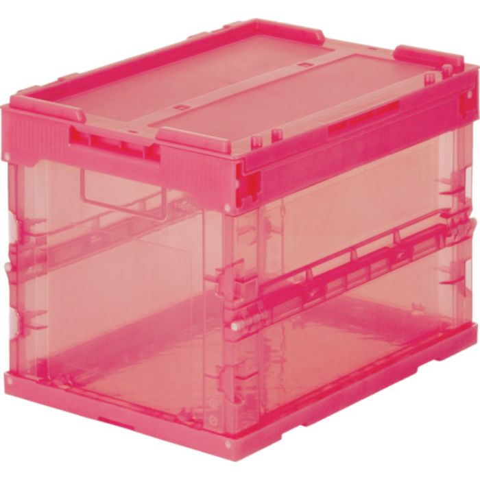 TRUSCO オリコン α折りたたみコンテナ スケルコン 20L(蓋付) 透明レッド 赤(Tcode:3746259)