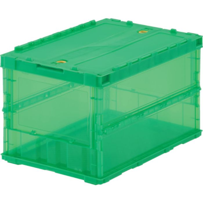 TRUSCO オリコン 薄型折りたたみコンテナ スケルコン 50L ロックフタ付 透明グリーン 緑(Tcode:2073370)