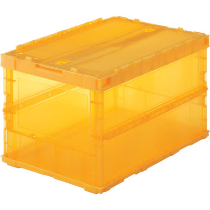 TRUSCO オリコン 薄型折りたたみコンテナ スケルコン 50L ロックフタ付 透明オレンジ オレンジ(Tcode:3449441)