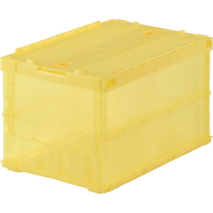 TRUSCO オリコン 薄型折りたたみコンテナ スケルコン 50L ロックフタ付 透明イエロー 黄(Tcode:2073373)