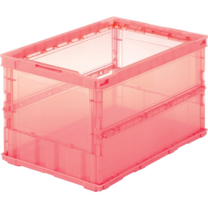 TRUSCO オリコン 薄型折りたたみコンテナ スケルコン 50L 透明レッド 赤(Tcode:3449521)