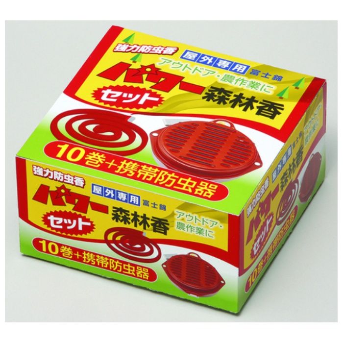 児玉兄弟商会　虫よけ線香　富士錦パワー森林香10巻+携帯防虫器セット