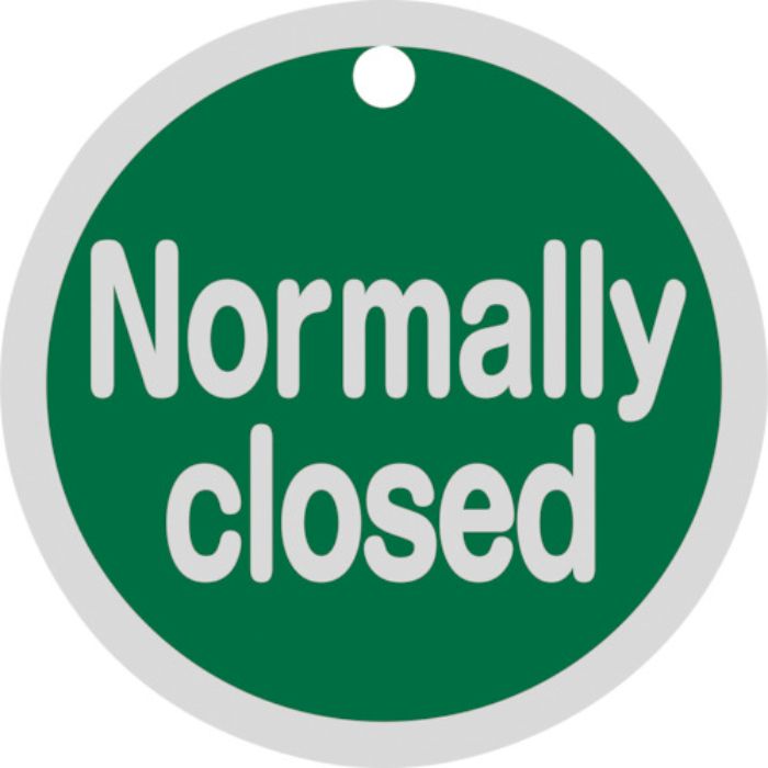 緑十字 バルブ開閉札 Normally closed(緑) 特15-149B 50mmΦ 両面表示 アルミ製(Tcode:2501763)