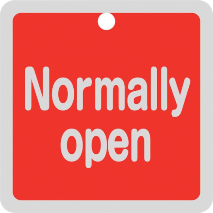 緑十字 バルブ開閉札 Normally open(赤) 特15-150A 50×50mm 両面表示 アルミ製(Tcode:2501767)