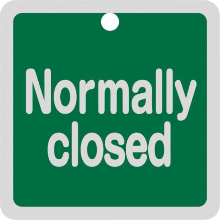 緑十字 バルブ開閉札 Normally closed(緑) 特15-150B 50×50mm 両面表示 アルミ製(Tcode:2501765)