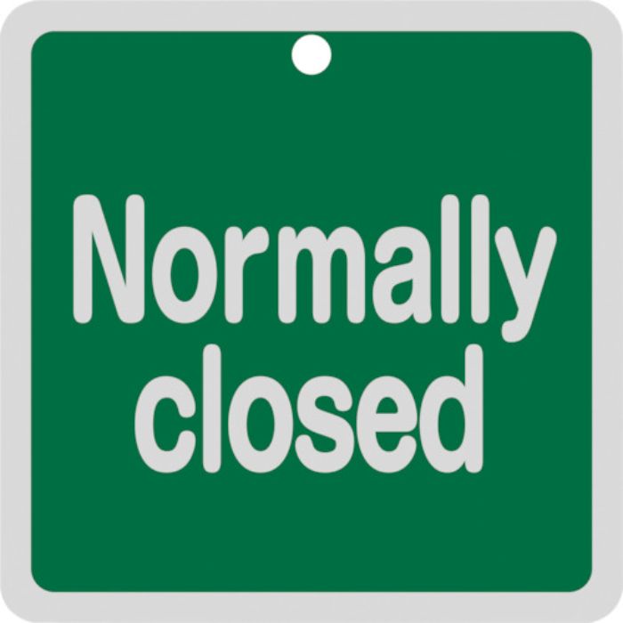 緑十字 バルブ開閉札 Normally closed(緑) 特15-152B 80×80mm 両面表示 アルミ製
