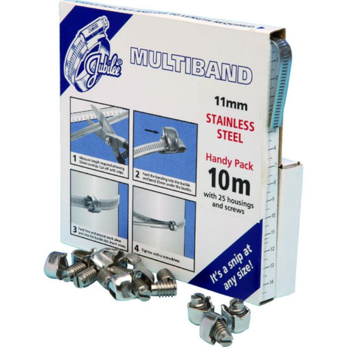 JUBILEE マルチバンド+スクリューセット 11mm幅10m SUS304 バンド1本・締金具25個(Tcode:8556228)
