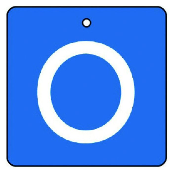 ユニット　バルブ表示板　O・青地(白文字)角型・5枚組・65×65