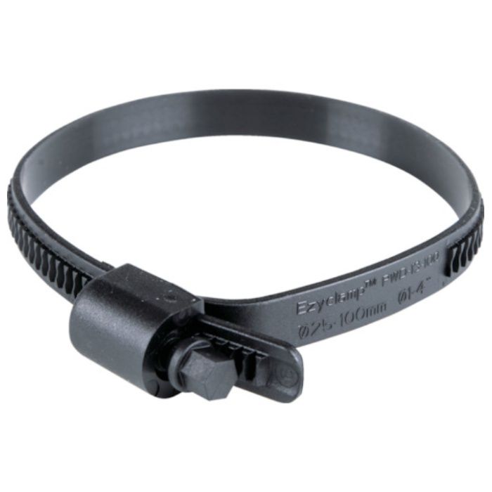 HCL　樹脂製ホースバンド　Ezyclamp　締付径25.0〜100.0mm　対辺8.0mm　ナイロン12