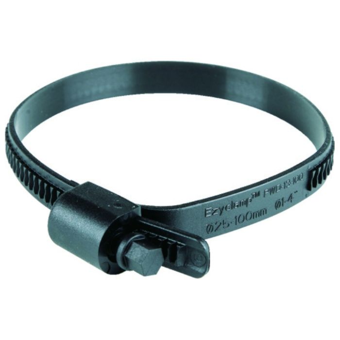HCL　樹脂製ホースバンド　Ezyclamp　締付径25.0〜100.0mm　対辺8.0mm　ナイロン66