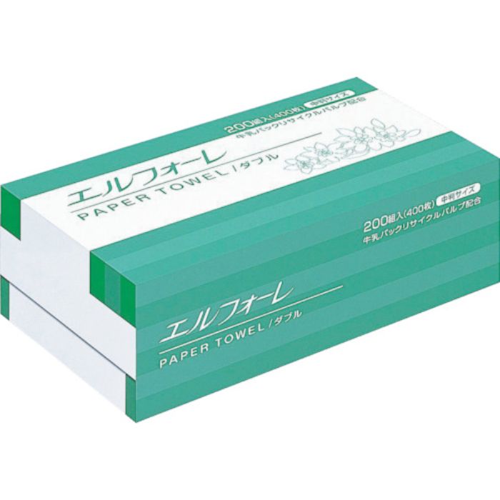 エリエール エルフォーレ ペーパータオルダブル 200組(中判) 30パック入(Tcode:3281655)
