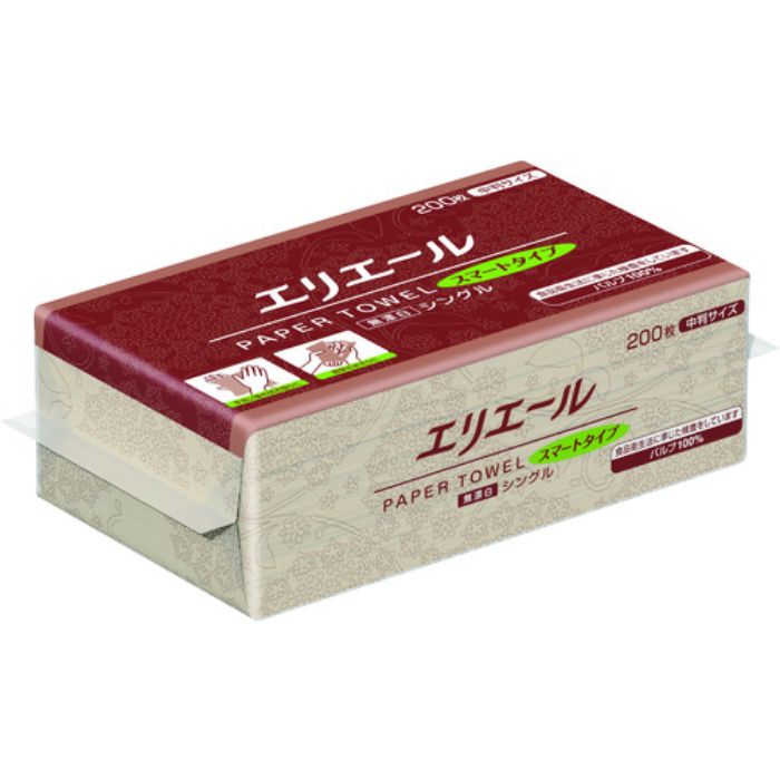 エリエール ペーパータオルスマートタイプ無漂白シングル200枚中判(Tcode:1465533)