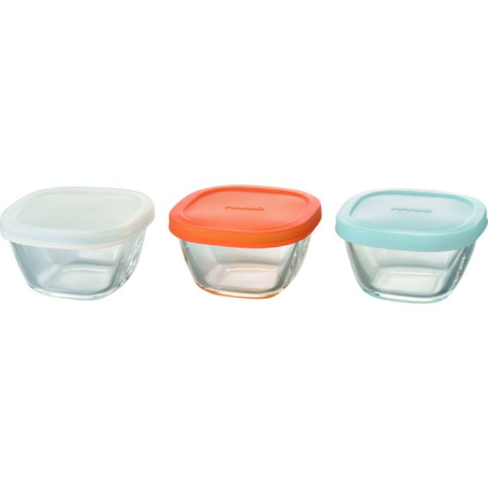 HARIO 食品用容器 耐熱ミニ角小鉢シリコンフタ3個セット 110ml(Tcode:2065693)