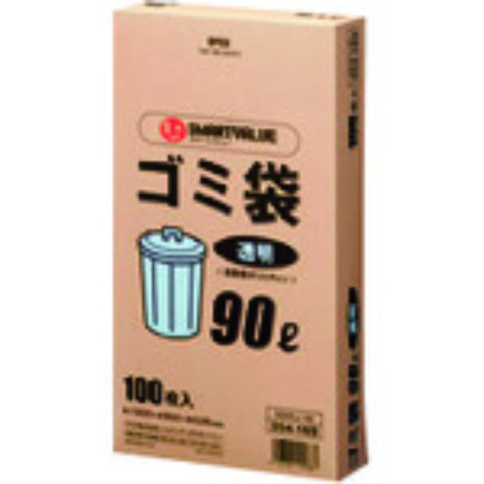 JTX 354169)ゴミ袋 LDD透明 90L100枚 N044J90(Tcode:1961670)