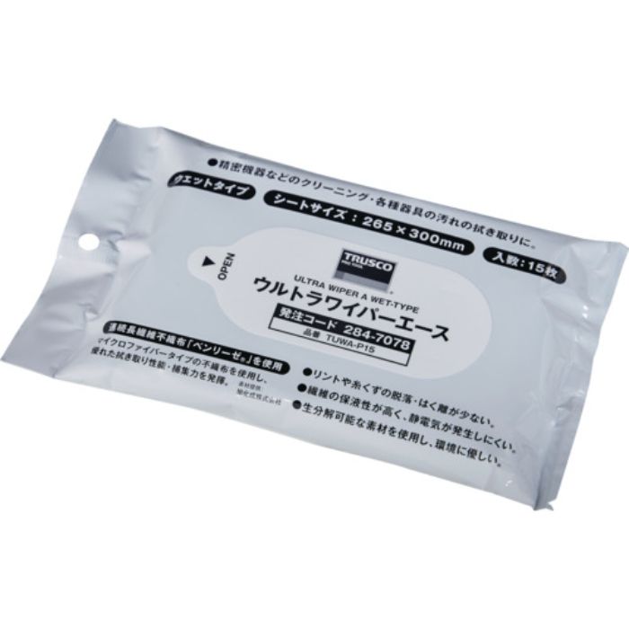 TRUSCO ウルトラワイパーエース ウェットタイプ パウチ15枚入(Tcode:2847078)