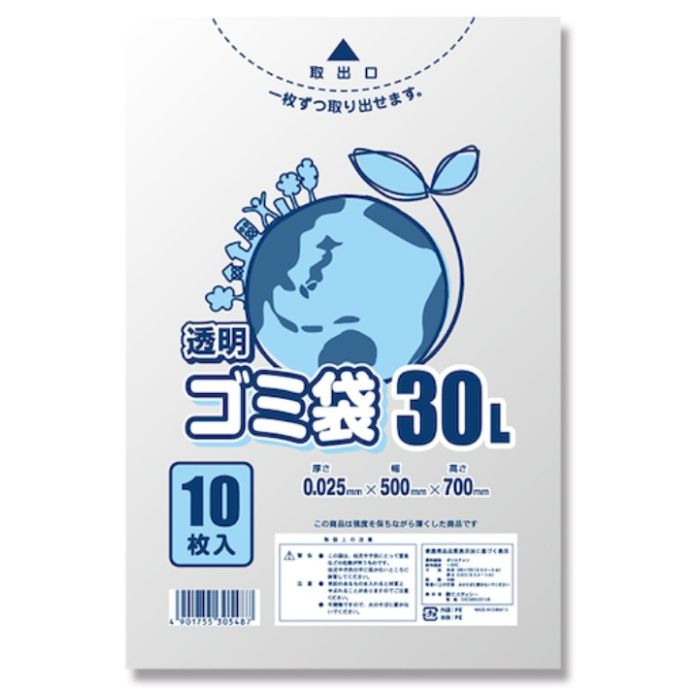 シモジマ　【一時受注停止】　ゴミ袋　LD　透明　025　30L　10枚入り