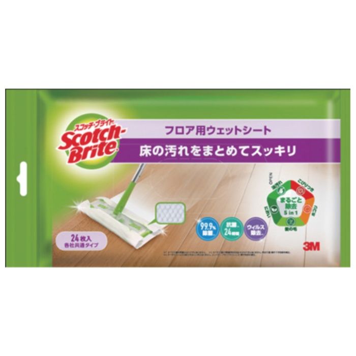 3M　スコッチ・ブライト　フロア用ウェットシート24枚入　FW-WSM24