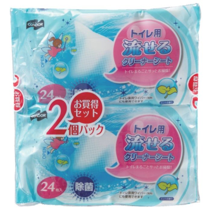 コンドル　トイレ用流せるクリーナーシート　24枚入×2