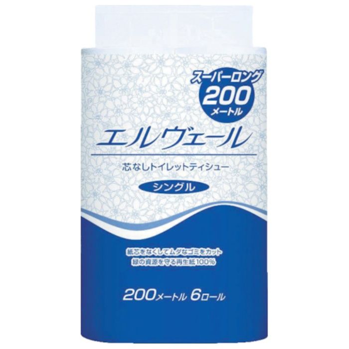 エリエール　エルヴェールトイレットティシュー　200m6R芯なし
