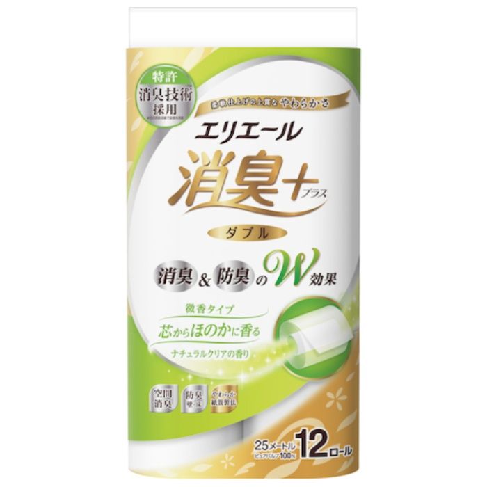 エリエール　消臭+トイレットティシューほのかに香る　ナチュラルクリアの香り　12R(ダブル)
