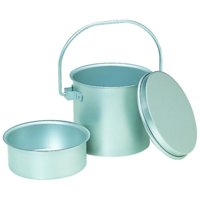 TRUSCO　【売切廃番】アルミ取手付容器　中皿付　サイズ(呼称):一食用　143Φ×125