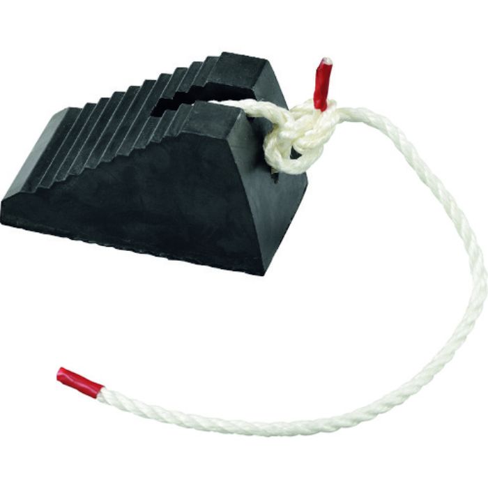 緑十字 タイヤストッパー(輪止め) 乗用車用(2t車迄) 黒 タイヤストッパー4 ロープ0.95m付き 天然ゴム製(Tcode:1668968)