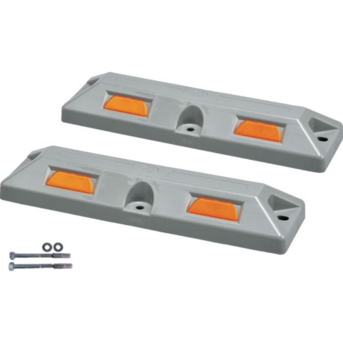 緑十字 車止め(低車高タイプ) グレー パーキングストップ80C-GL 高さ80×幅150×全長560mm コンクリート用アンカーボルト付(Tcode:1670485)