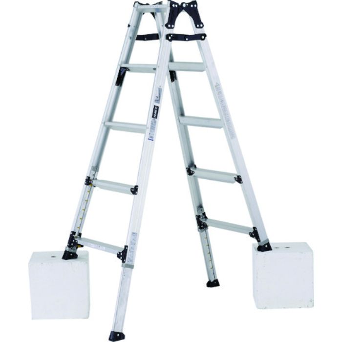 アルインコ 伸縮脚立(ステップ幅広)150cm 最大使用質量100kg(Tcode:8202636)