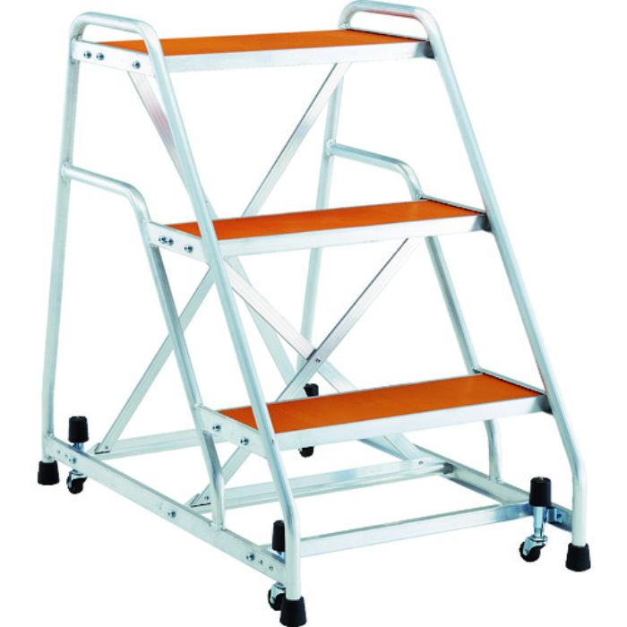 TRUSCO アルミ製作業用踏台 マグネット保持キャスター 高さ0.9m3段(Tcode:8366923)